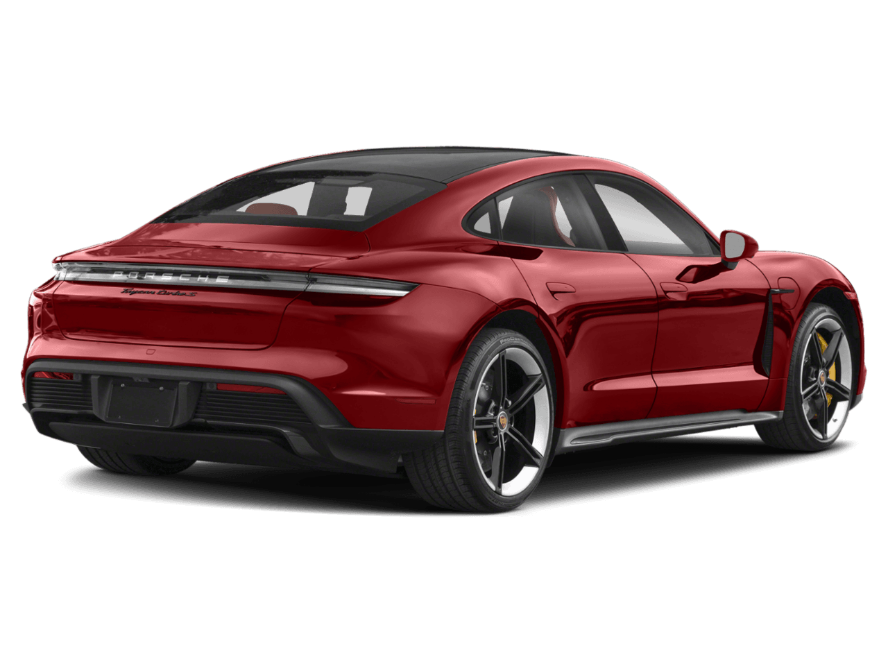 2022 Porsche Taycan Turbo S - Rear 3/4, facing to the right