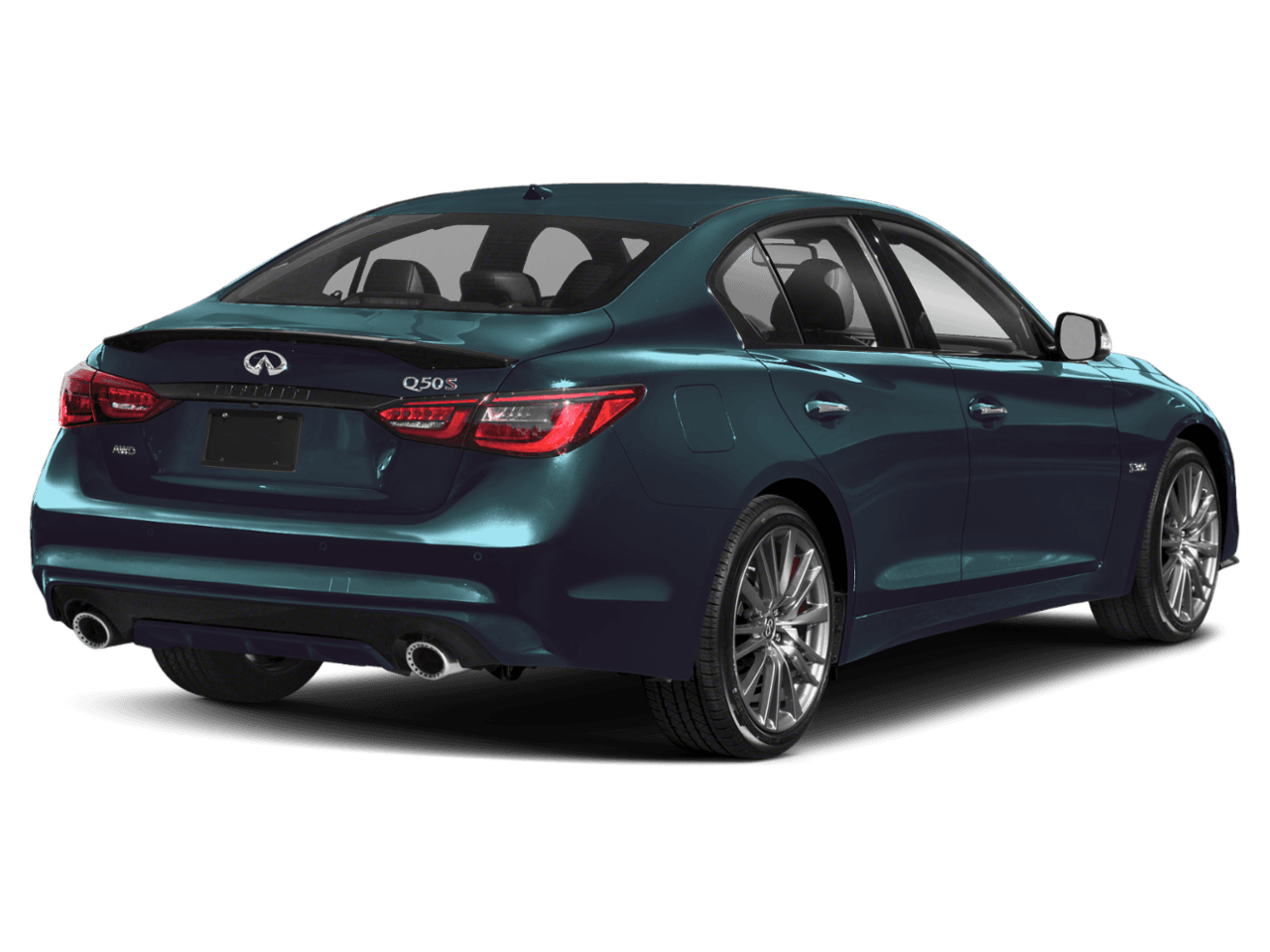 2023 INFINITI Q50 RED - Rear 3/4, facing to the right