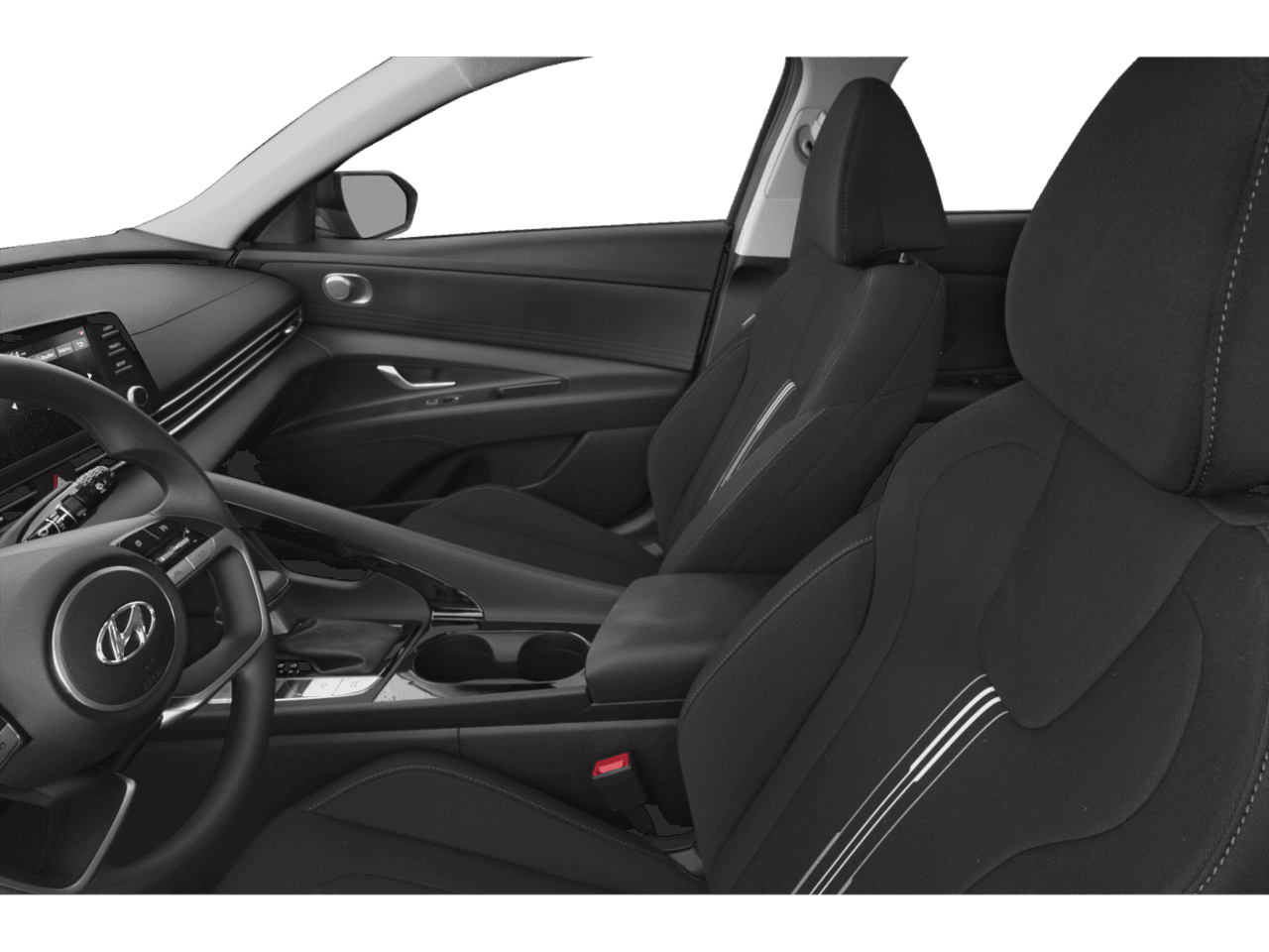 2023 Hyundai Elantra Hybrid Blue - Interior Driver's Side with Door Open, Front Seat Feature