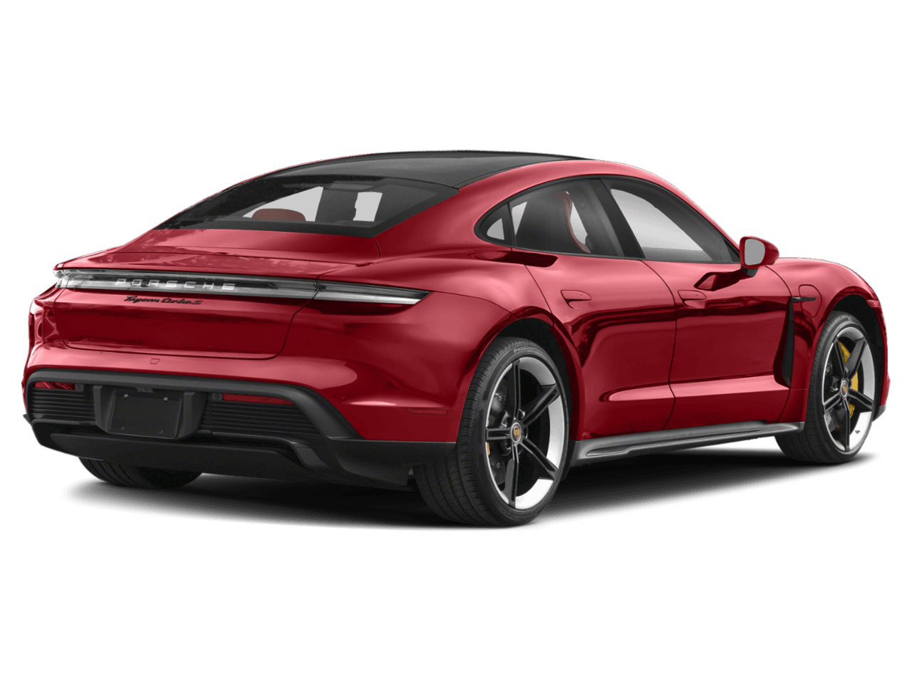 2023 Porsche Taycan Turbo - Rear 3/4, facing to the right