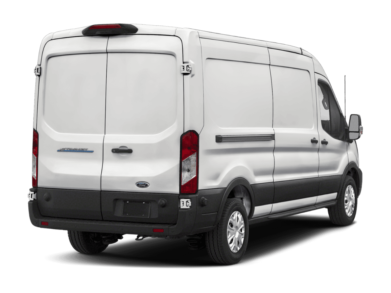 2023 Ford E-Transit Cargo Van  - Rear 3/4, facing to the right