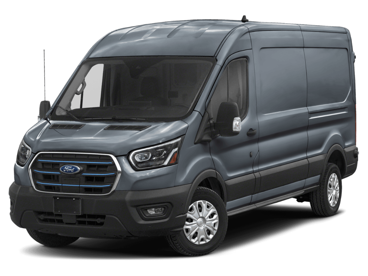 2023 Ford E-Transit Cargo Van T-350 - Front 3/4, facing to the left