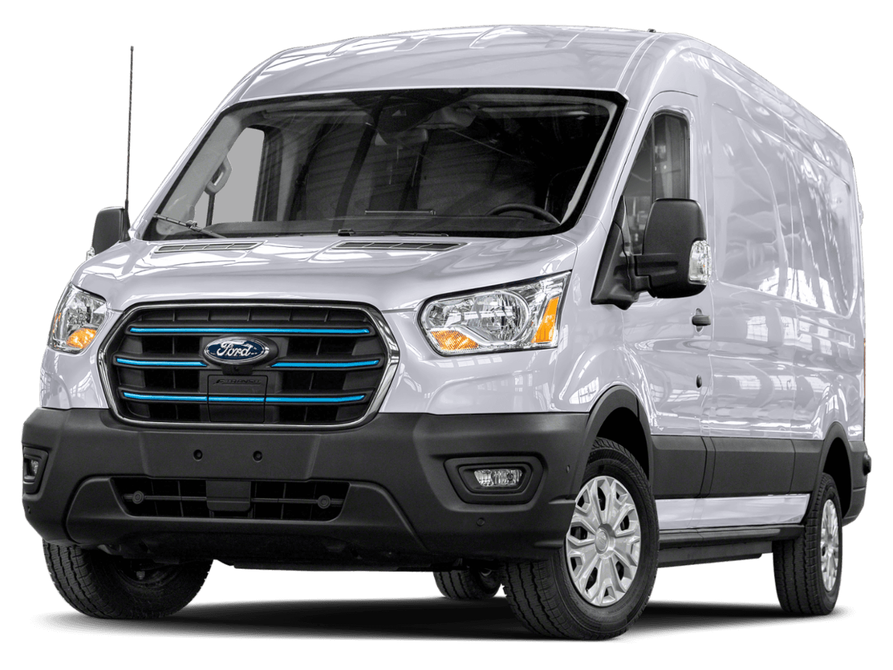 2023 Ford E-Transit Cargo Van  - Front 3/4, facing to the left