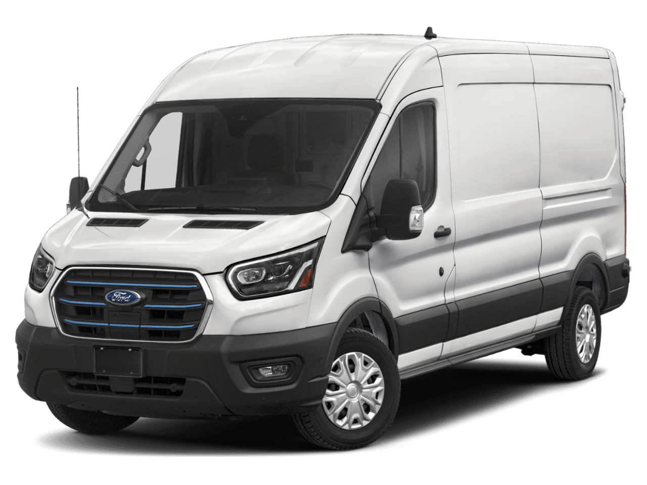 2023 Ford E-Transit Cargo Van  - Front 3/4, facing to the left
