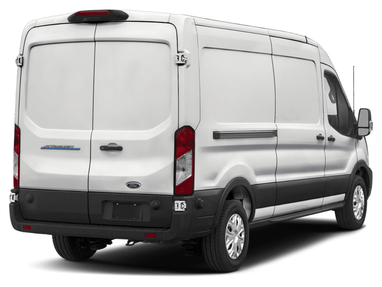 2023 Ford E-Transit Cargo Van  - Rear 3/4, facing to the right
