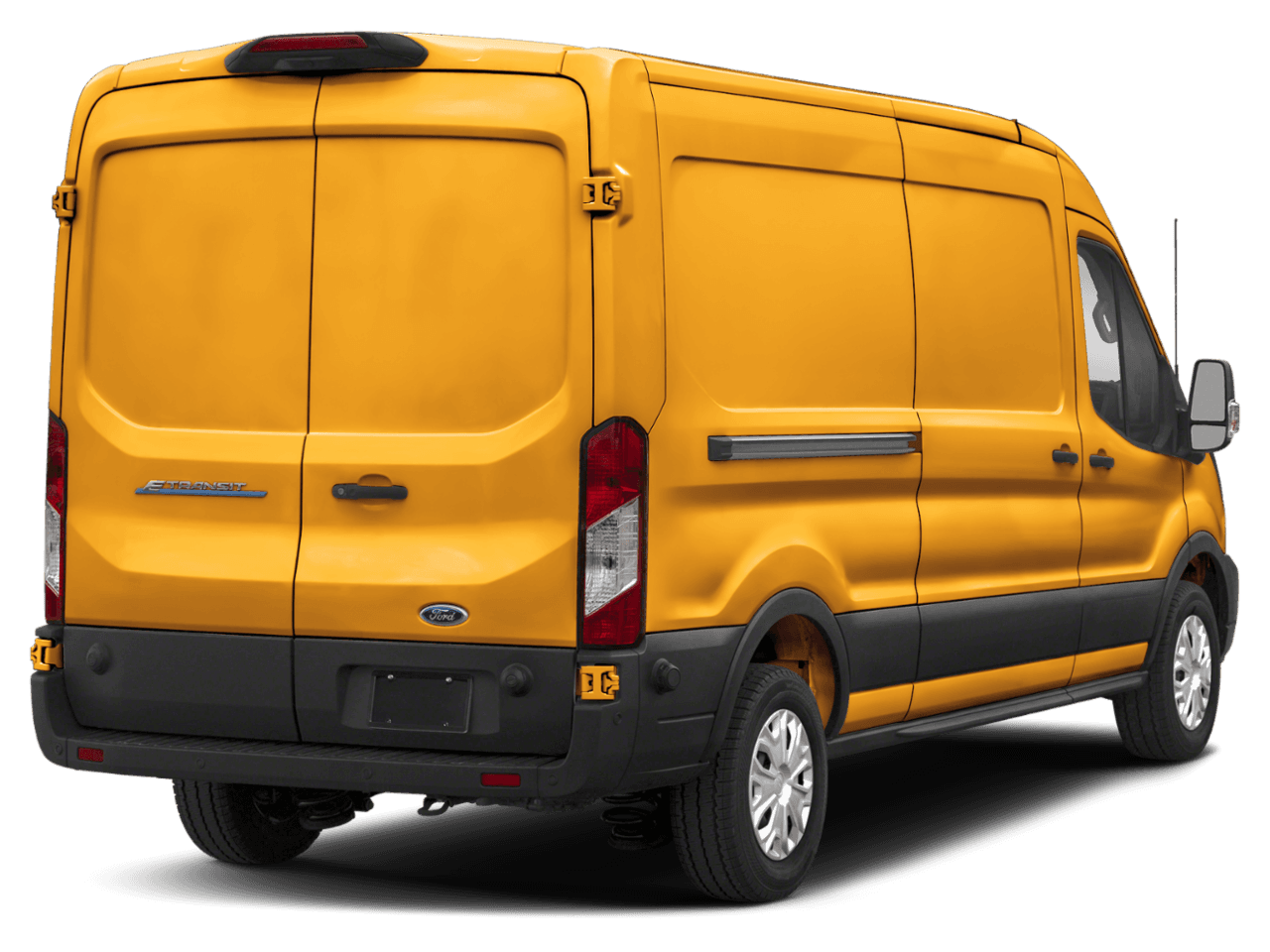 2024 Ford E-Transit Cargo Van  - Rear 3/4, facing to the right