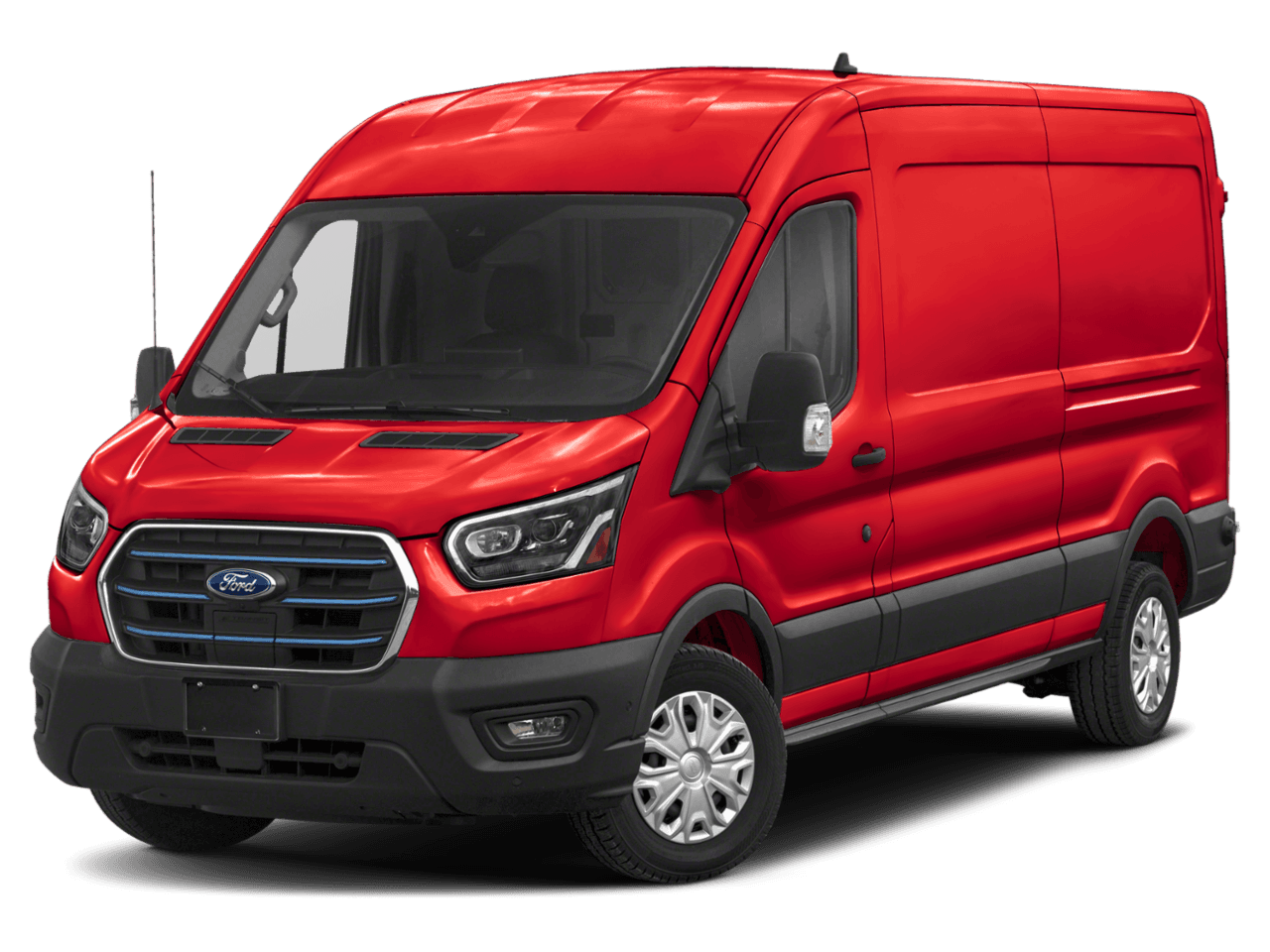 2024 Ford E-Transit Cargo Van  - Front 3/4, facing to the left