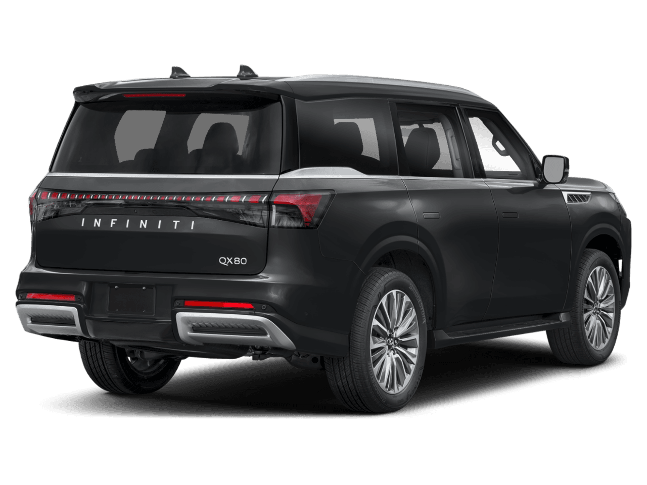 2025 INFINITI QX80 LUXE - Rear 3/4, facing to the right