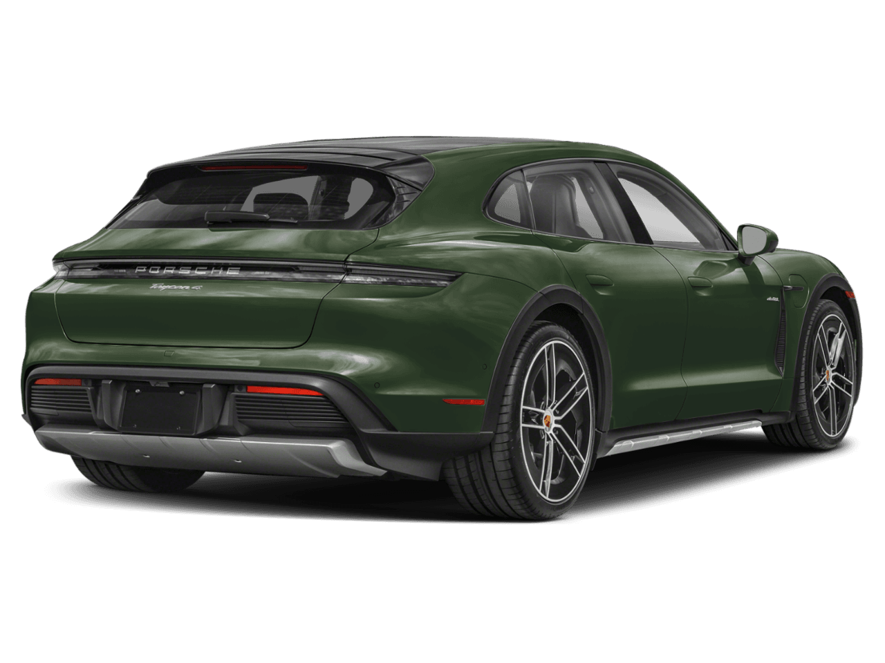 2025 Porsche Taycan Turbo S - Rear 3/4, facing to the right