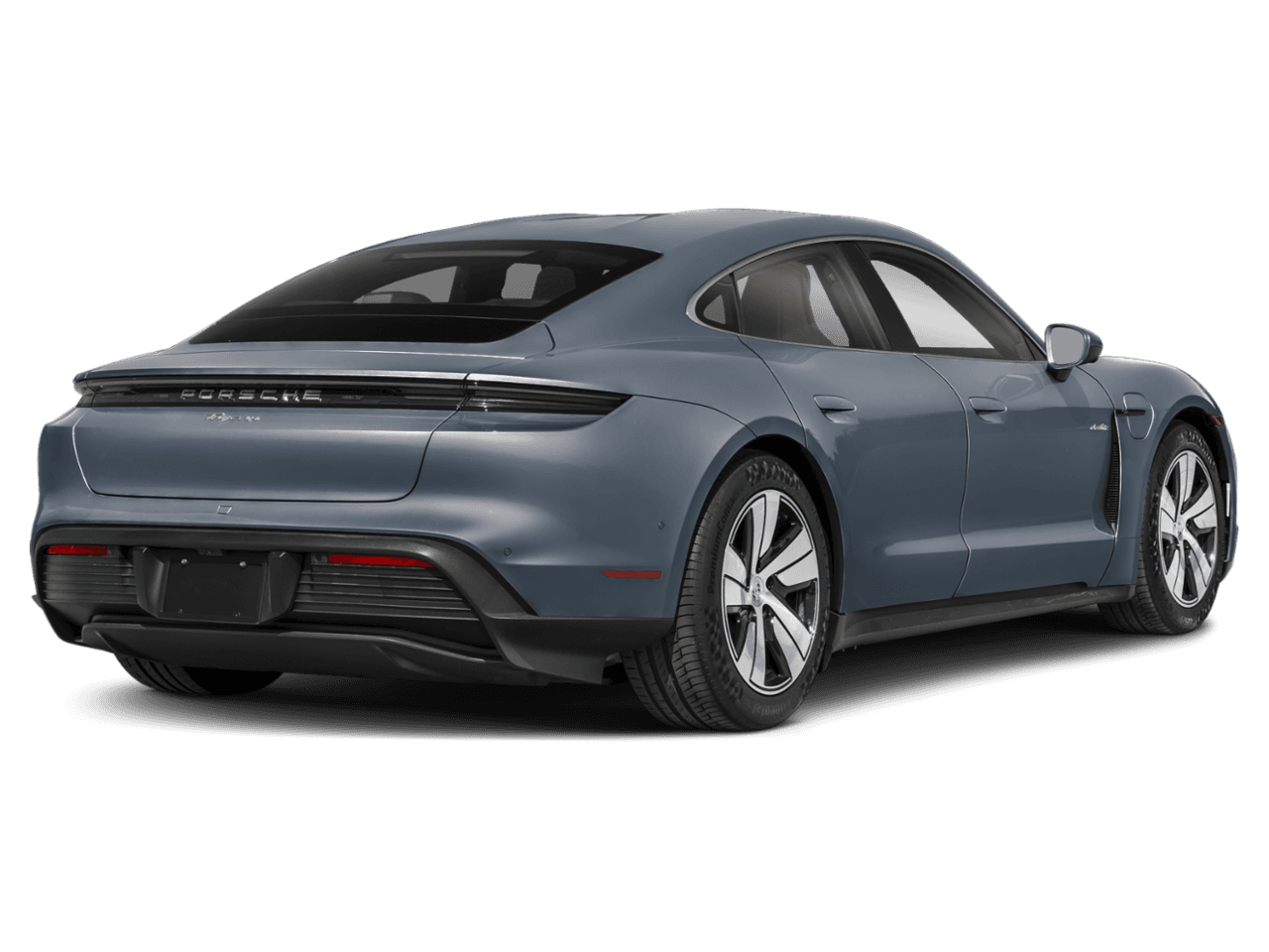 2025 Porsche Taycan Turbo - Rear 3/4, facing to the right