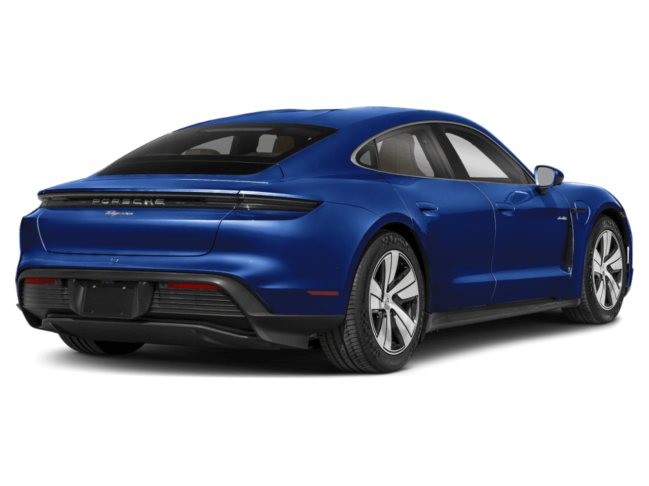 2025 Porsche Taycan Turbo S - Rear 3/4, facing to the right