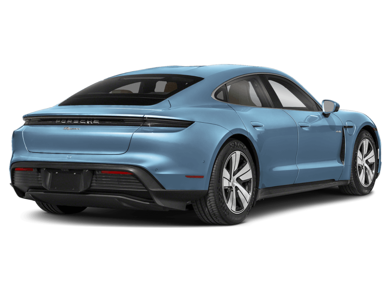 2025 Porsche Taycan Turbo S - Rear 3/4, facing to the right