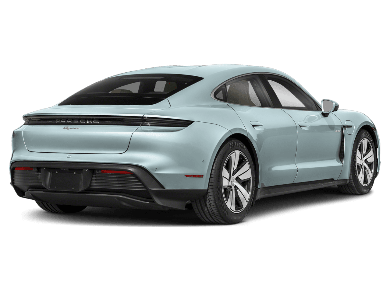 2025 Porsche Taycan Turbo S - Rear 3/4, facing to the right