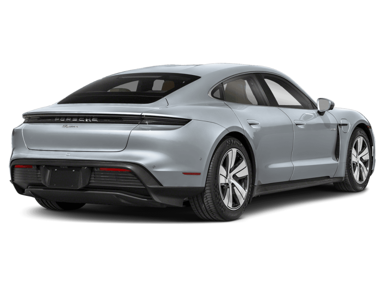 2025 Porsche Taycan Turbo S - Rear 3/4, facing to the right