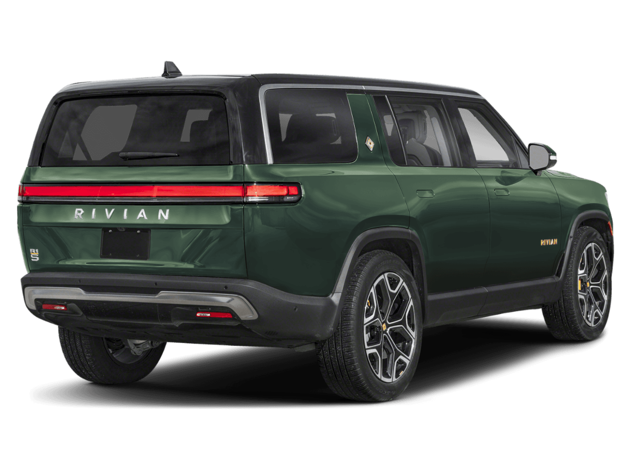 2025 Rivian R1S Premium - Rear 3/4, facing to the right