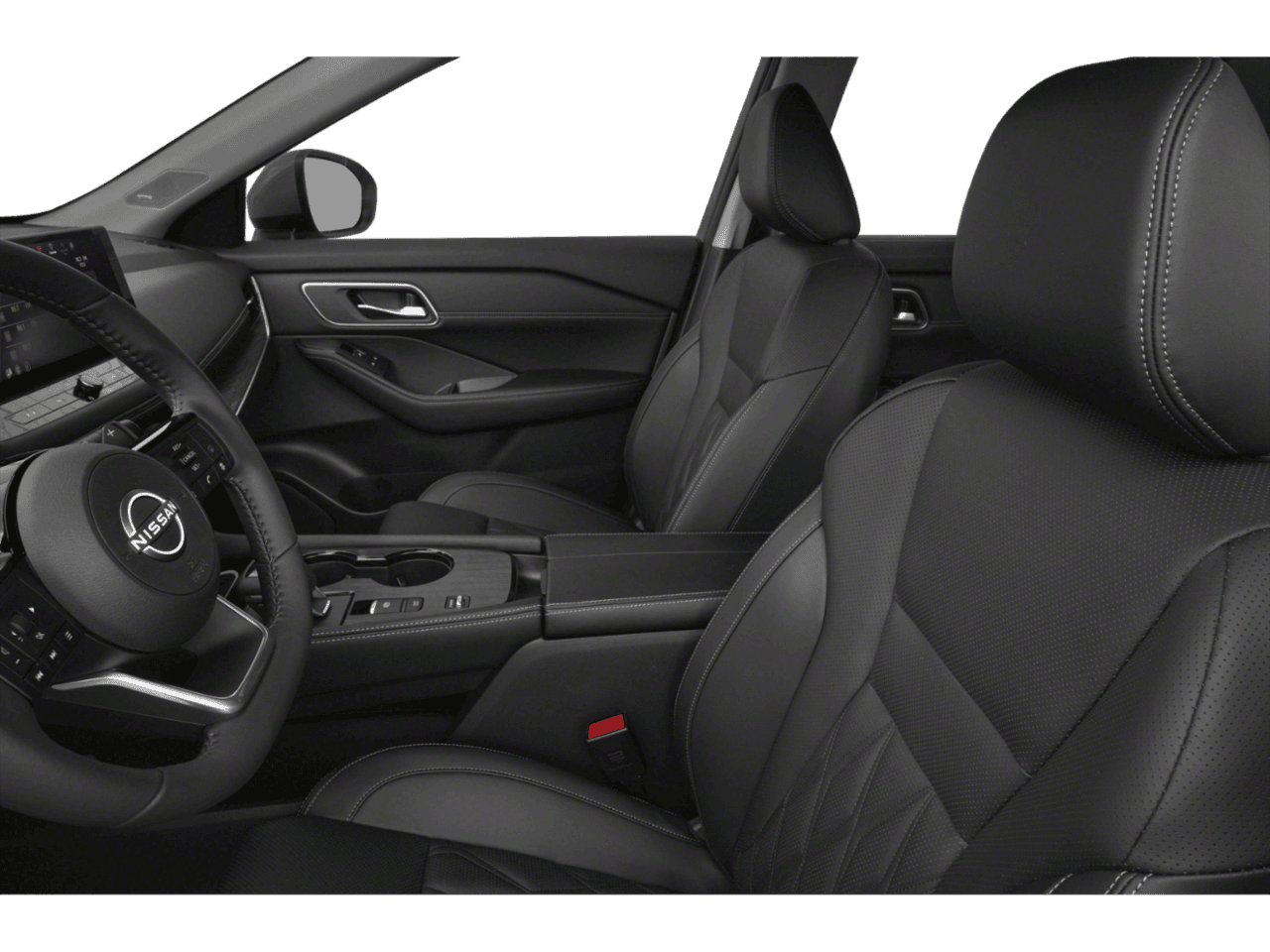 2025 Nissan Rogue Platinum - Interior Driver's Side with Door Open, Front Seat Feature