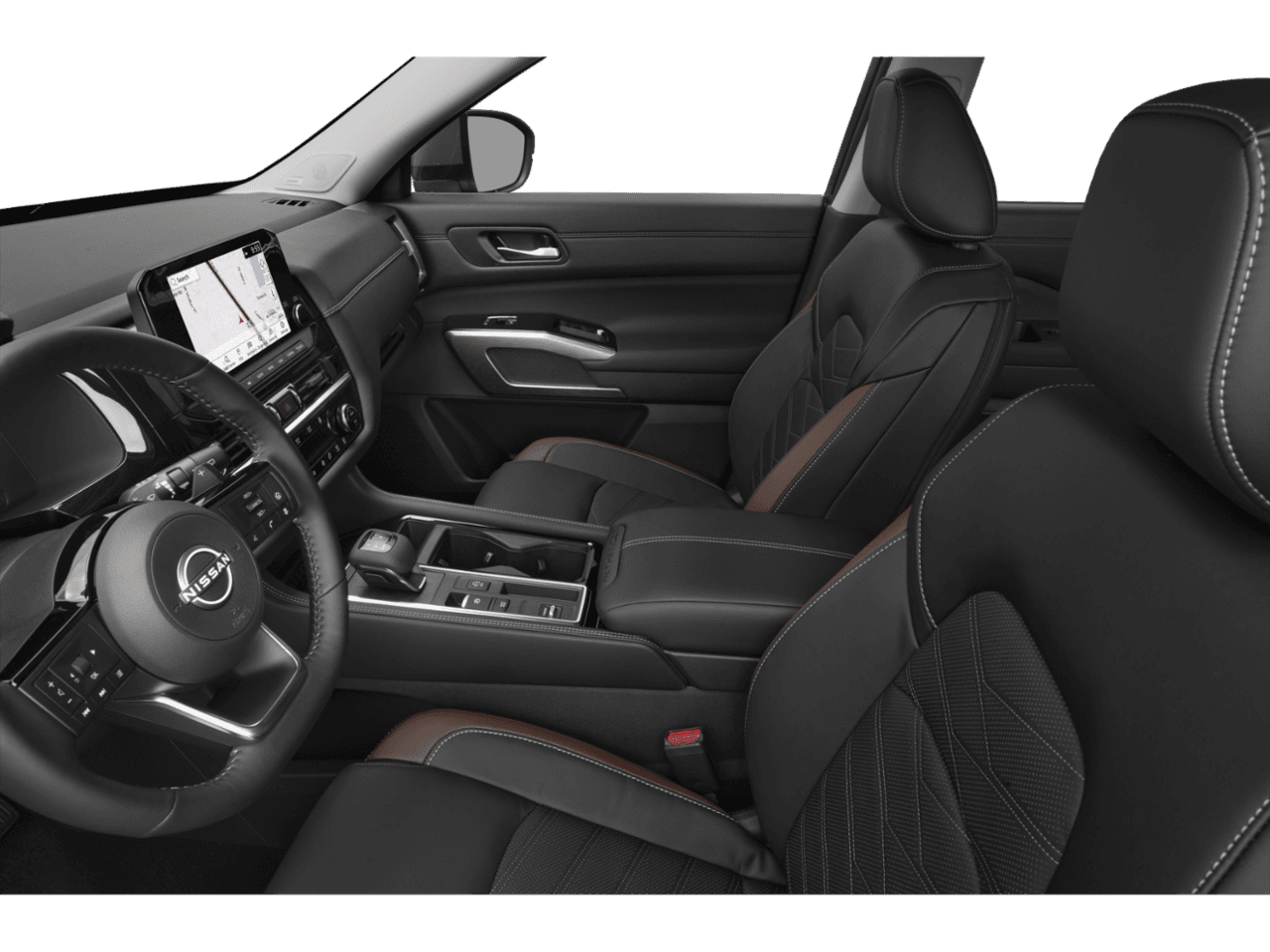 2025 Nissan Pathfinder Platinum - Interior Driver's Side with Door Open, Front Seat Feature