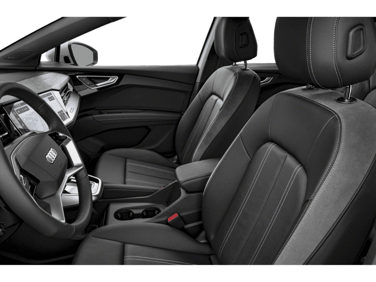 2025 Audi Q4 e-tron Prestige - Interior Driver's Side with Door Open, Front Seat Feature