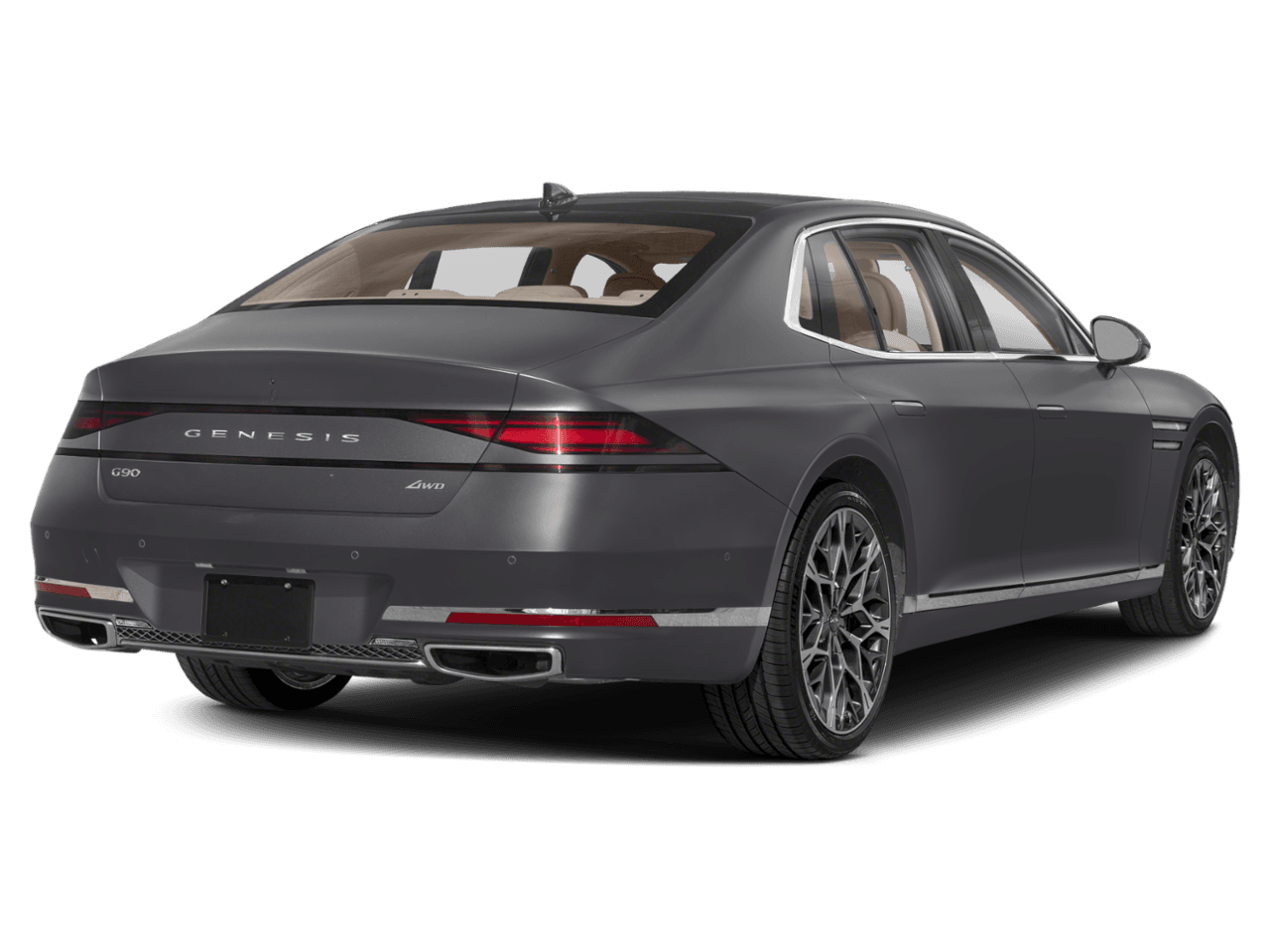 2025 Genesis G90 e-SC - Rear 3/4, facing to the right