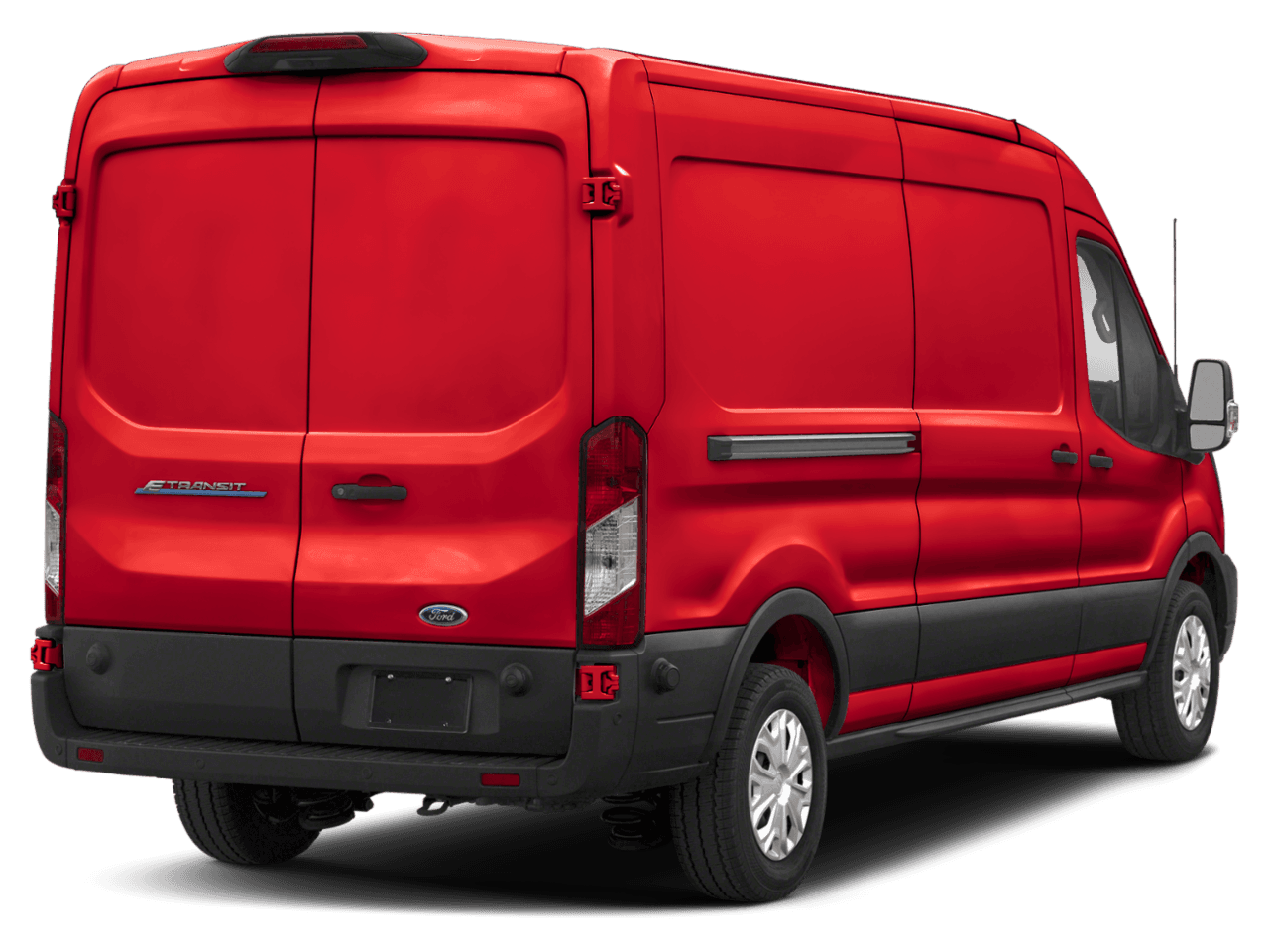 2025 Ford E-Transit Cargo Van  - Rear 3/4, facing to the right