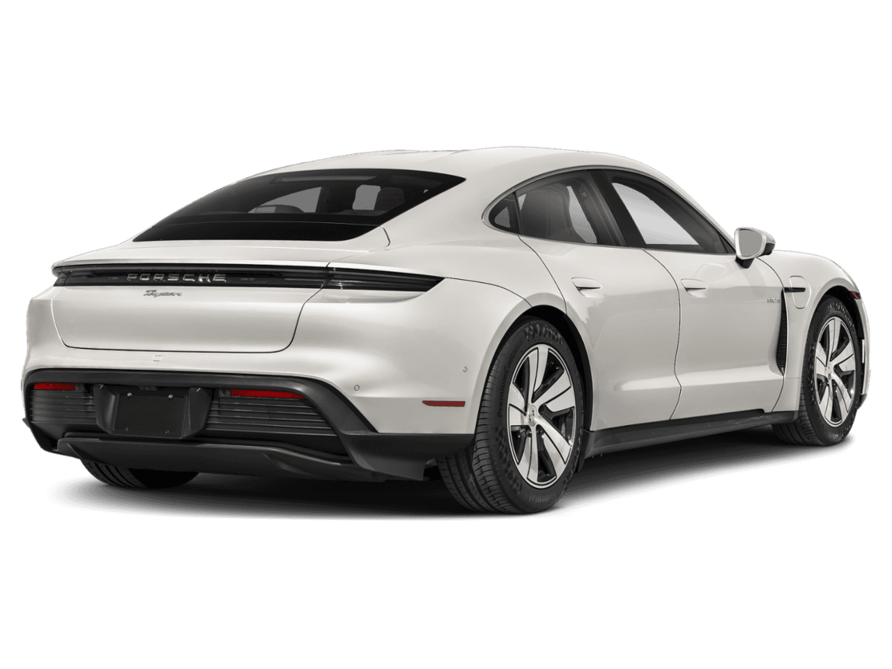 2025 Porsche Taycan 4 - Rear 3/4, facing to the right