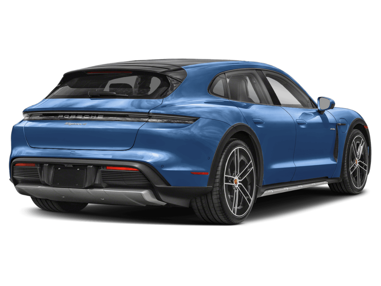 2026 Porsche Taycan Turbo - Rear 3/4, facing to the right