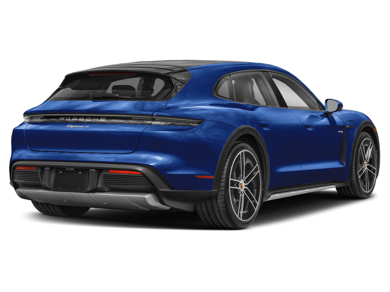 2026 Porsche Taycan Turbo - Rear 3/4, facing to the right