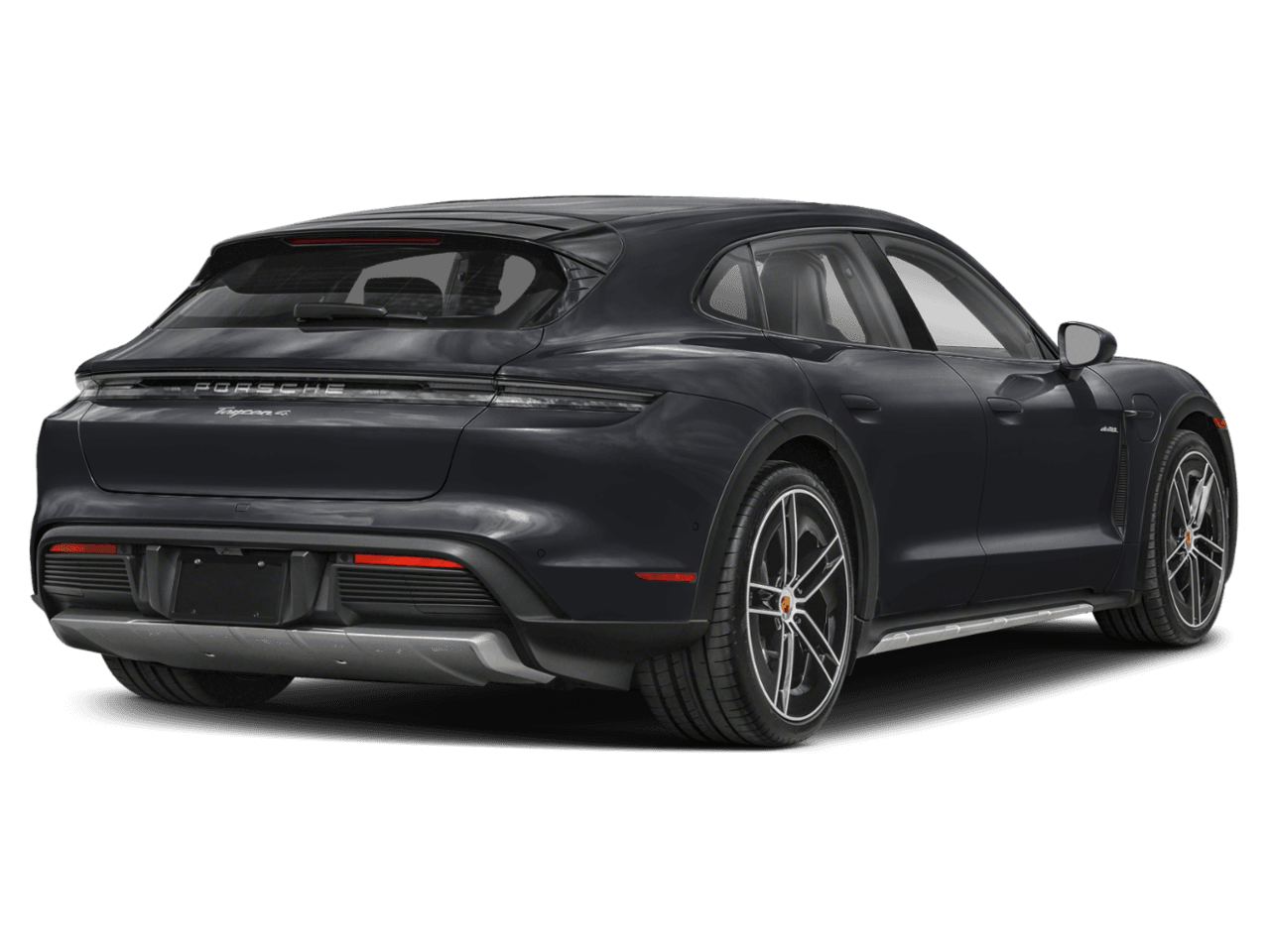 2026 Porsche Taycan Turbo - Rear 3/4, facing to the right