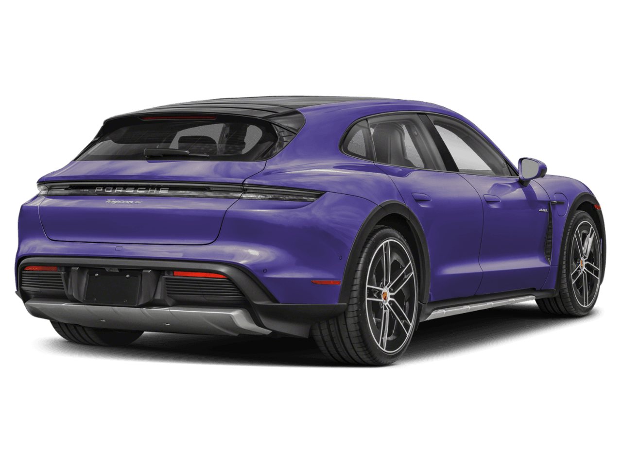 2026 Porsche Taycan Turbo - Rear 3/4, facing to the right