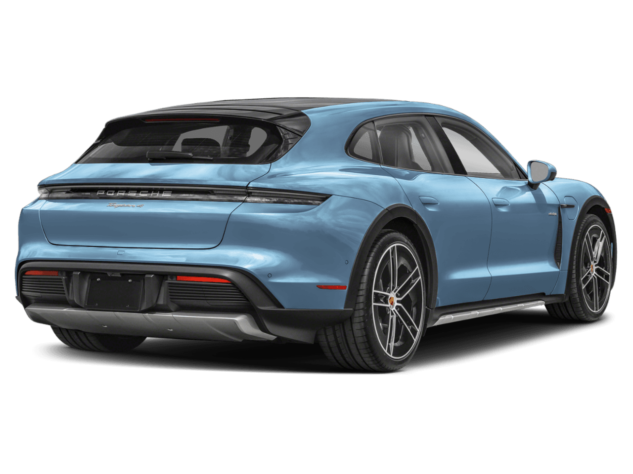 2026 Porsche Taycan Turbo - Rear 3/4, facing to the right