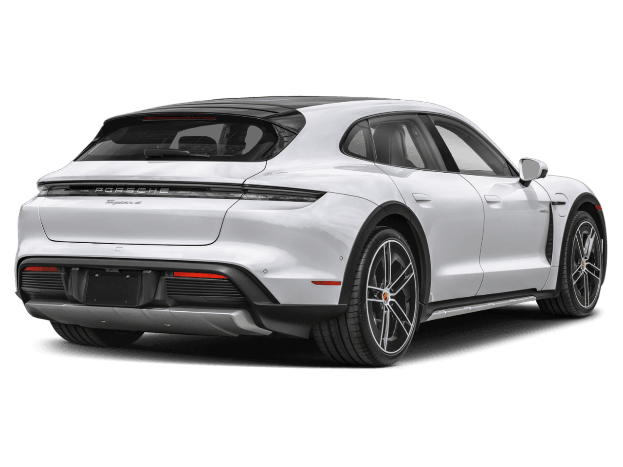 2026 Porsche Taycan Turbo - Rear 3/4, facing to the right