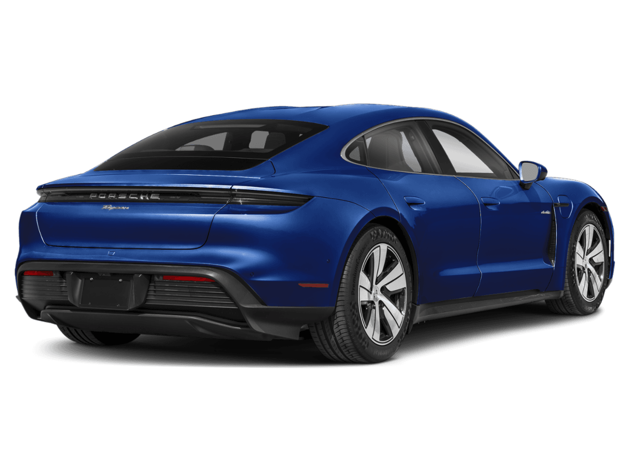 2026 Porsche Taycan Turbo - Rear 3/4, facing to the right