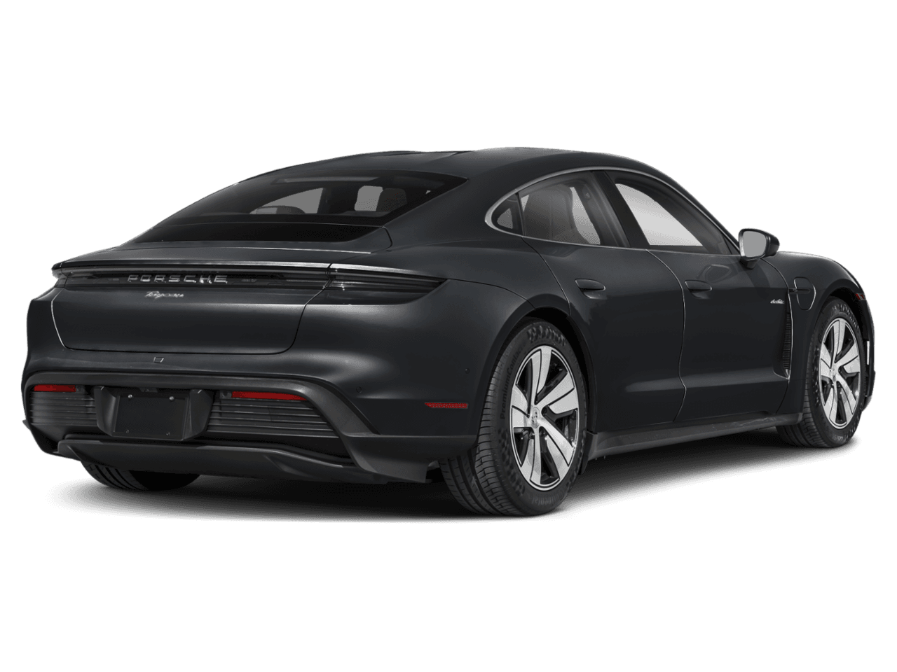 2026 Porsche Taycan Turbo - Rear 3/4, facing to the right