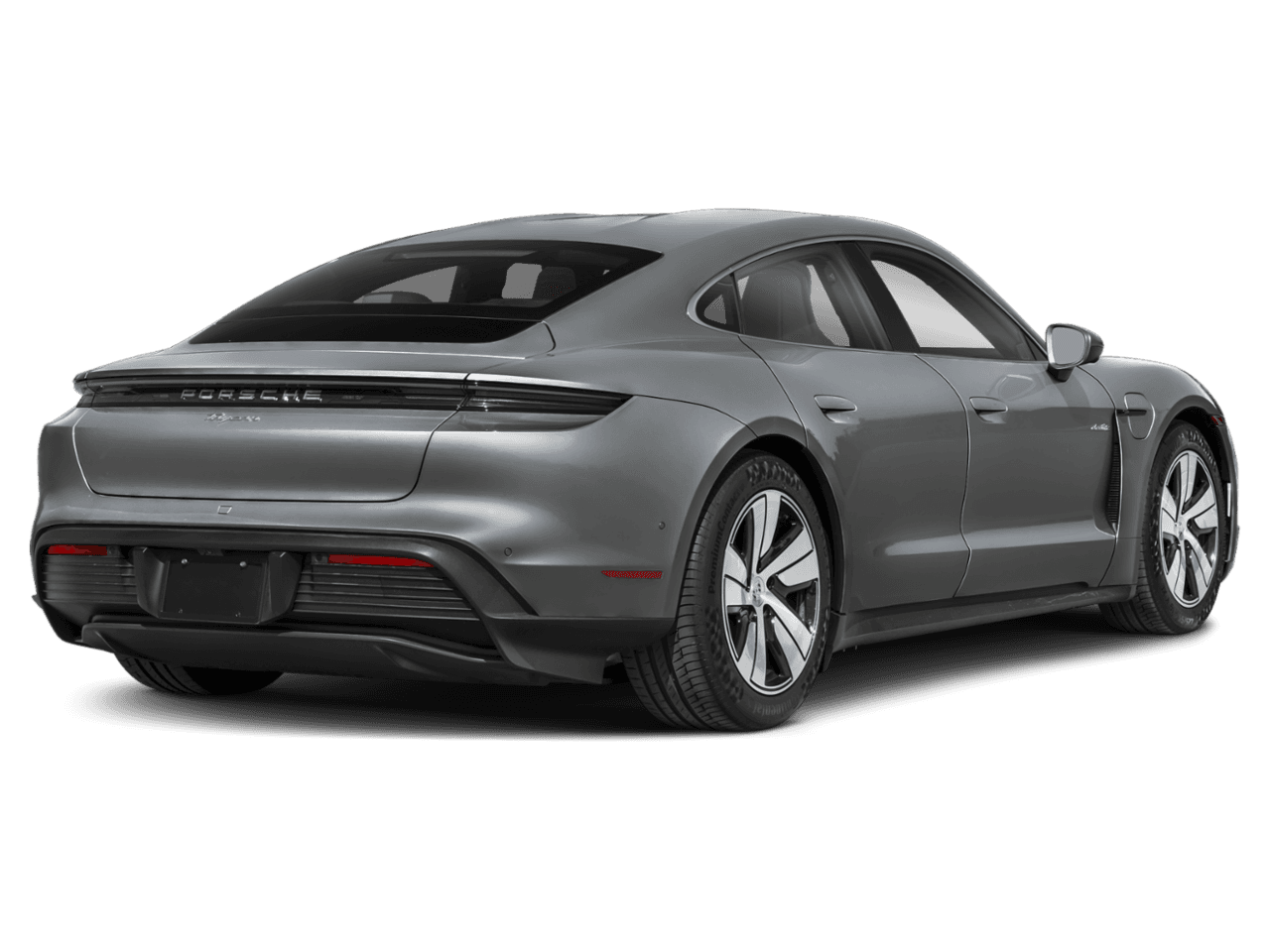 2026 Porsche Taycan Turbo - Rear 3/4, facing to the right