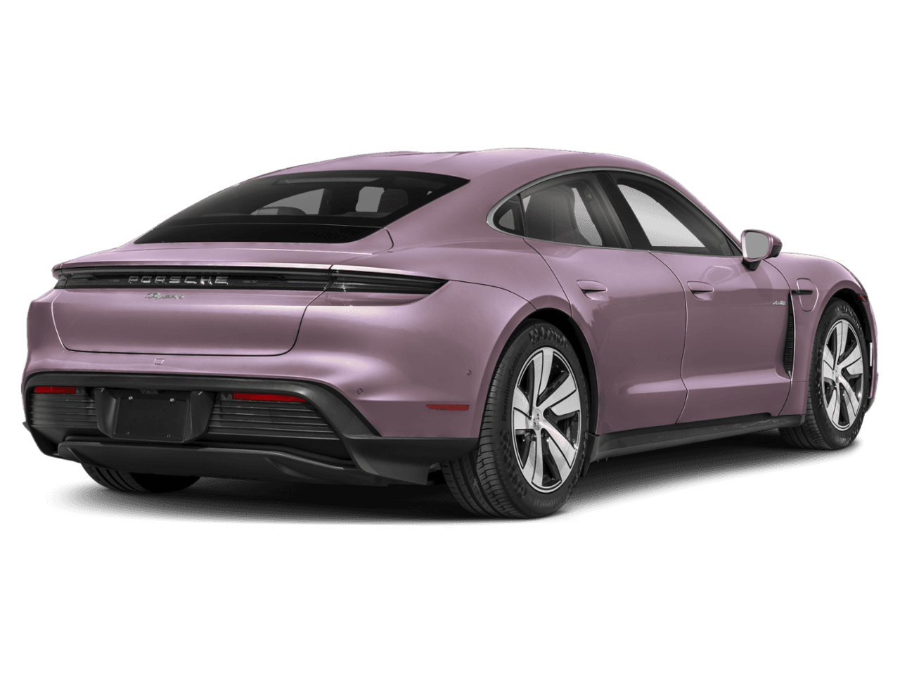 2026 Porsche Taycan Turbo - Rear 3/4, facing to the right