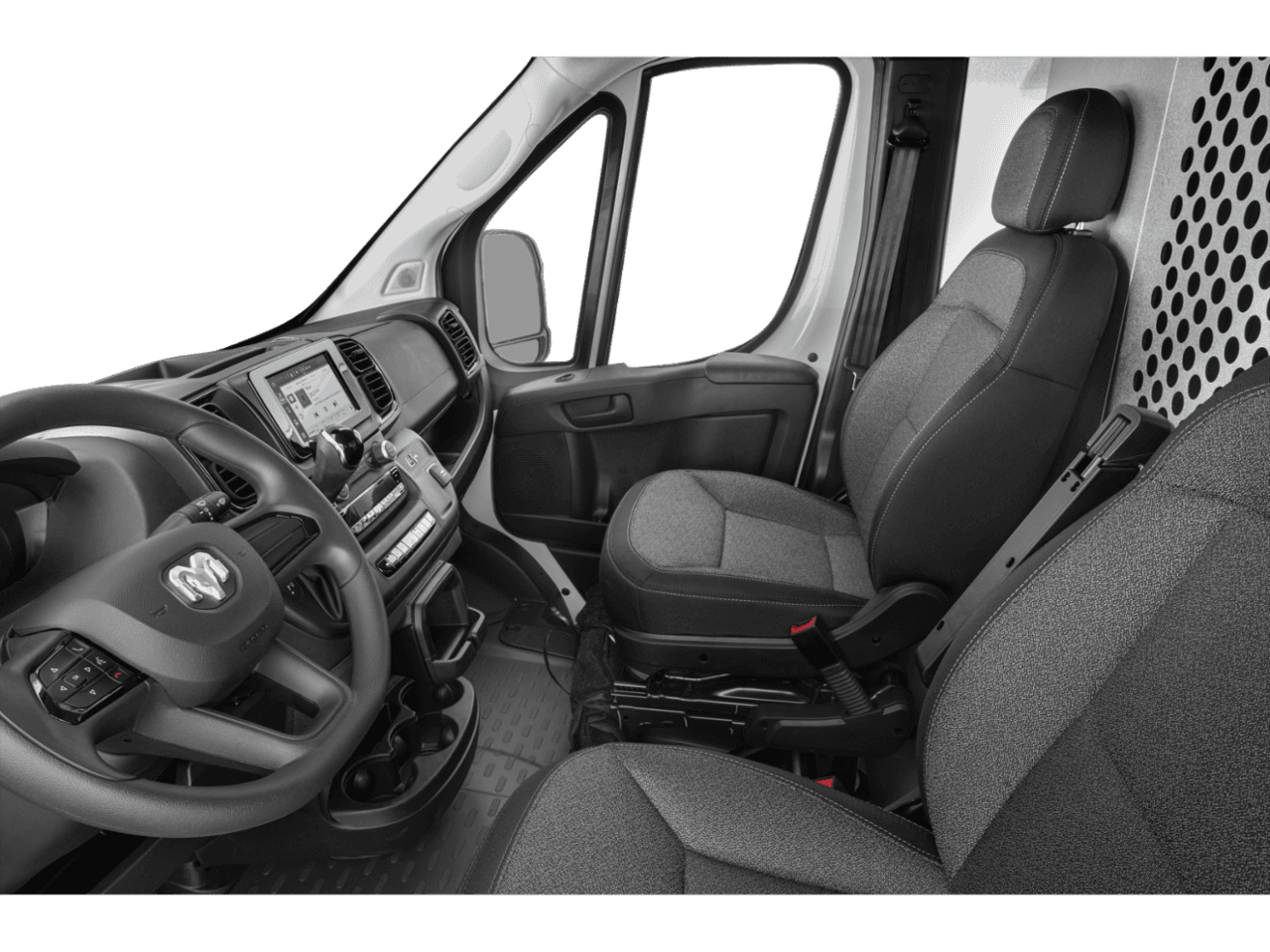 2026 Ram ProMaster Cargo Van SLT+ - Interior Driver's Side with Door Open, Front Seat Feature