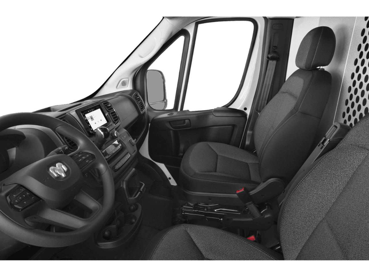 2026 Ram ProMaster Cargo Van SLT - Interior Driver's Side with Door Open, Front Seat Feature