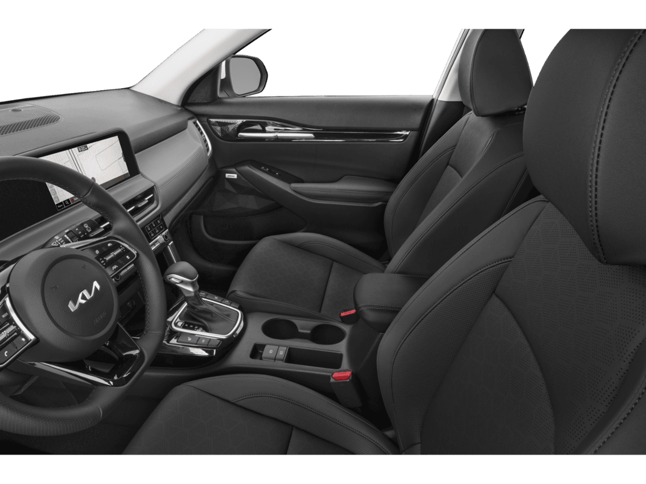 2026 Kia Seltos SX - Interior Driver's Side with Door Open, Front Seat Feature