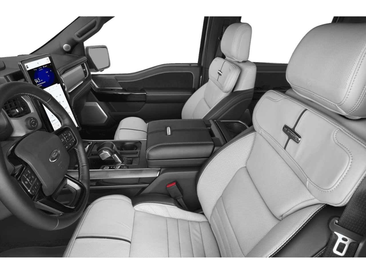 2026 Ford F-150 Lightning Platinum - Interior Driver's Side with Door Open, Front Seat Feature