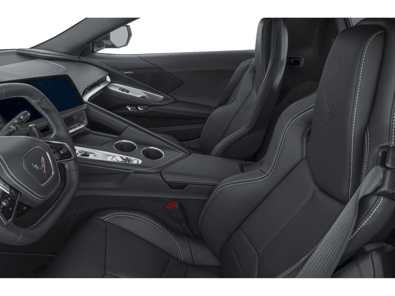 2027 Chevrolet Corvette 1LT - Interior Driver's Side with Door Open, Front Seat Feature